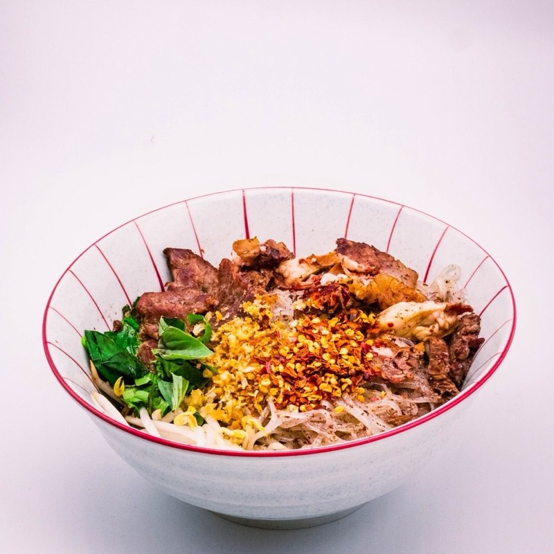 Teow Ruer Combo — boat noodles with beef, pork and morning glory